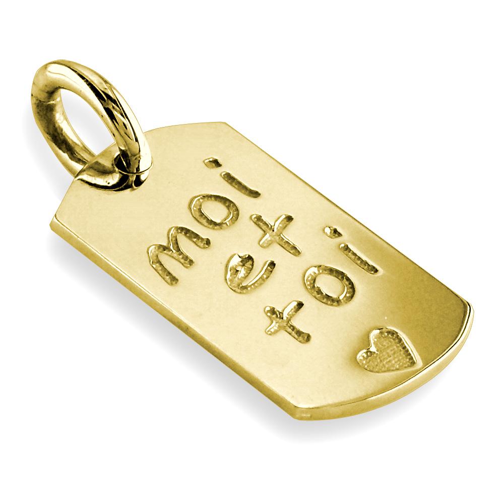 Moi Et Toi, Me and You, Dog Tag Charm in 14K Yellow Gold