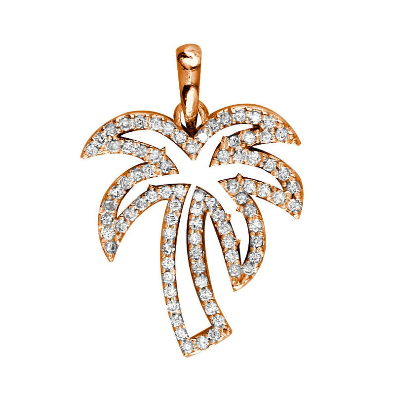 14K White Gold Diamond Palm Tree Pendant Necklace